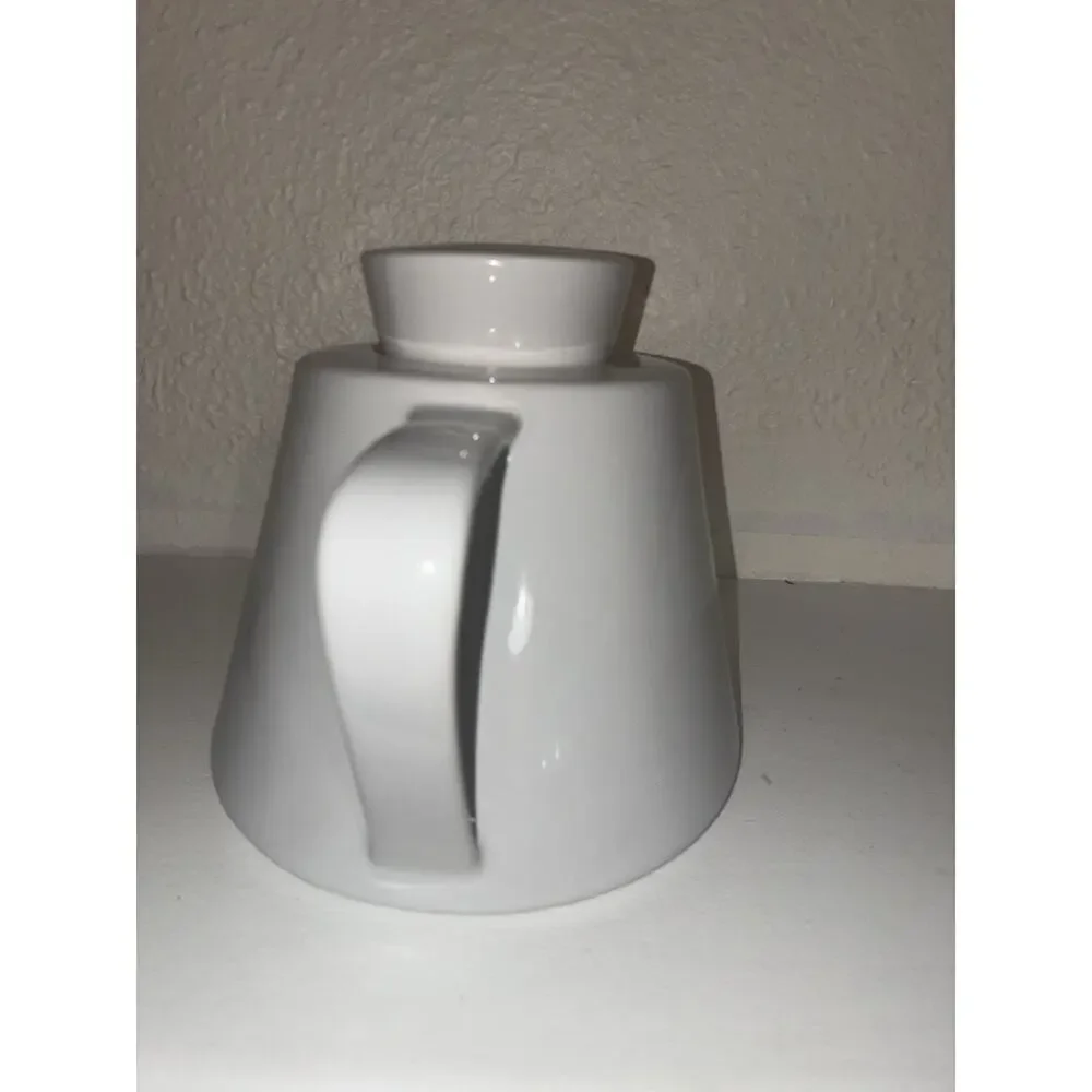Ikea Modern LARGE (1.8L) White Porcelain Teapot w Lid Art Deco Danish MCM - Picture 3 of 8